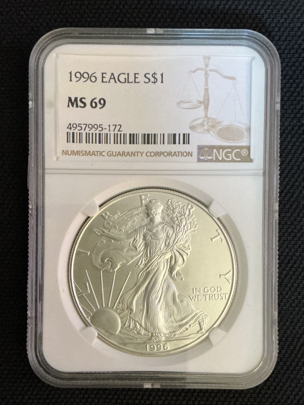 NGC Graded 1996 American Silver Eagle MS69 - Silver